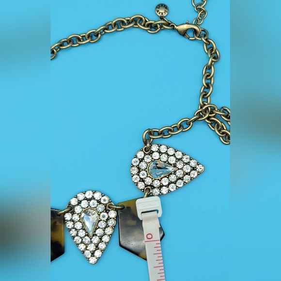 J. Crew Tortoise Shell & Crystal Teardrop Necklace - Picture 8 of 9